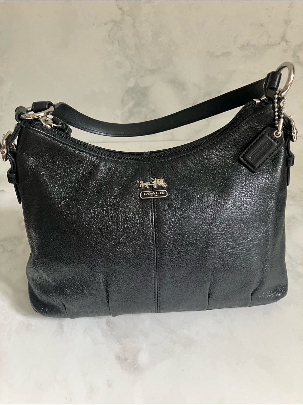 COACH Madison Black Pebble Leather Handbag